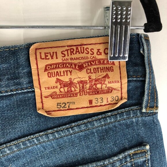 Levis Mens Jeans 527 Low Boot Cut Dark Wash 100% Cotton 33x30 - Picture 6 of 8